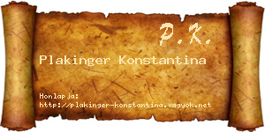 Plakinger Konstantina névjegykártya